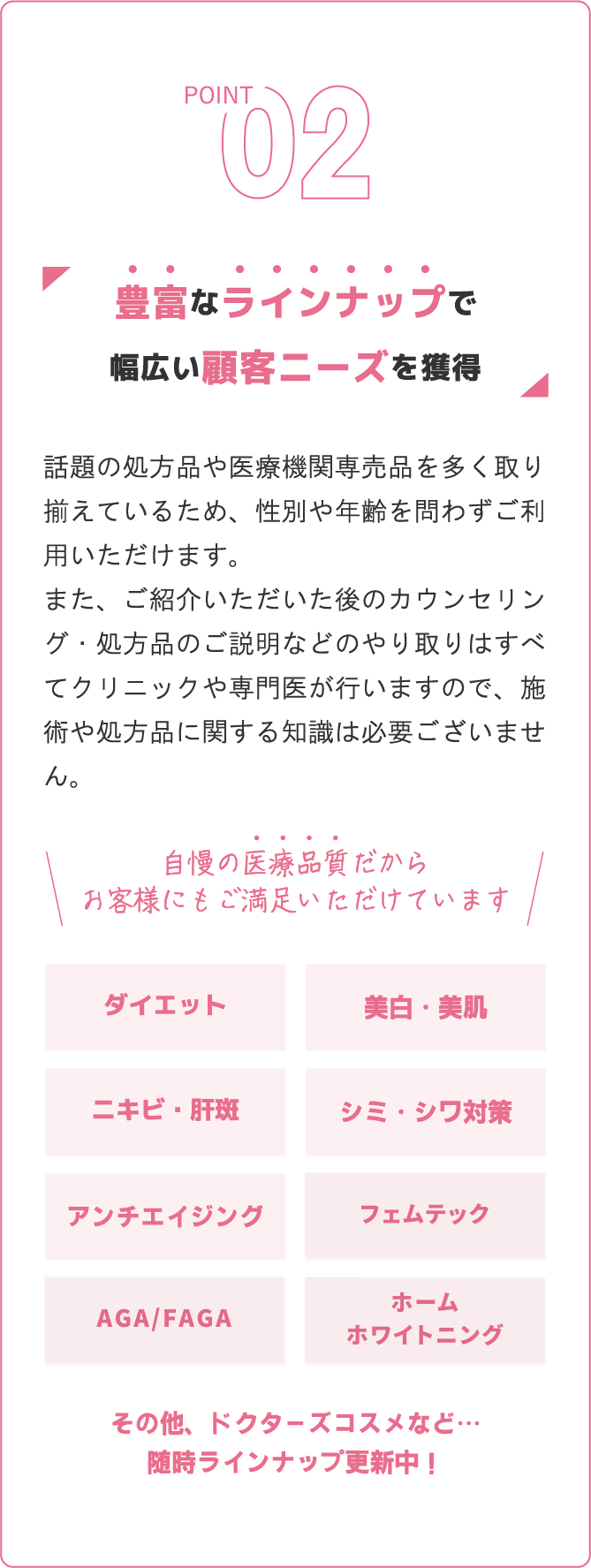 豊富なラインナップで幅広い顧客ニーズを獲得